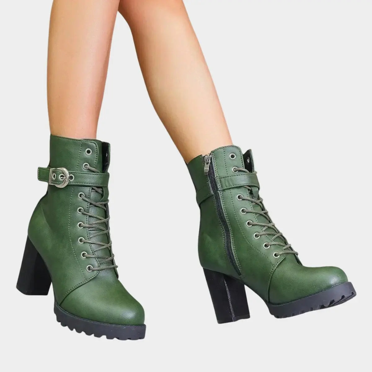 Tamara | Women's Buckle Strap Lace-Up Ankle Boots