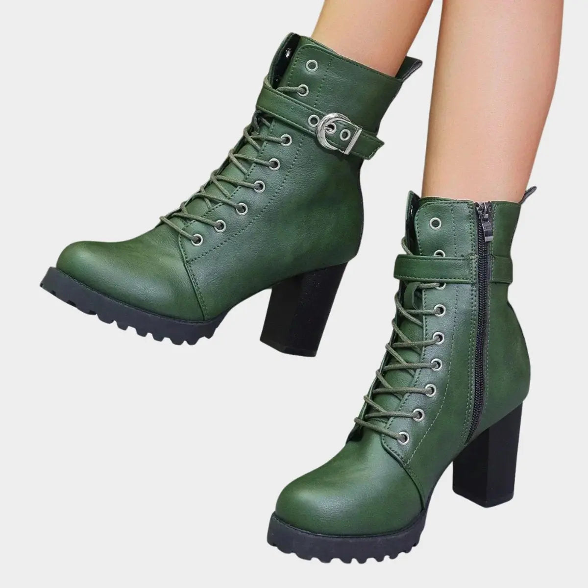 Tamara | Women's Buckle Strap Lace-Up Ankle Boots