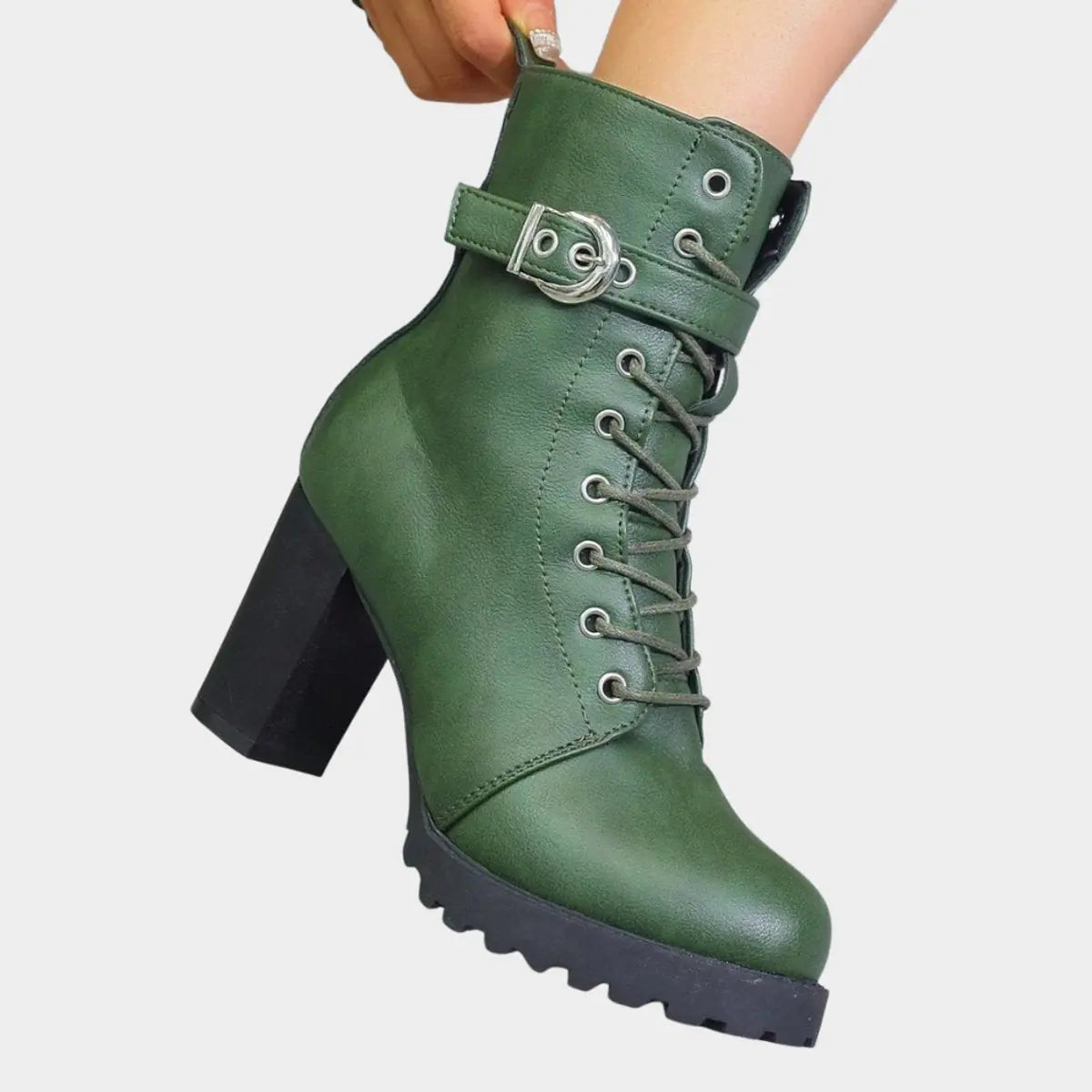 Tamara | Women's Buckle Strap Lace-Up Ankle Boots