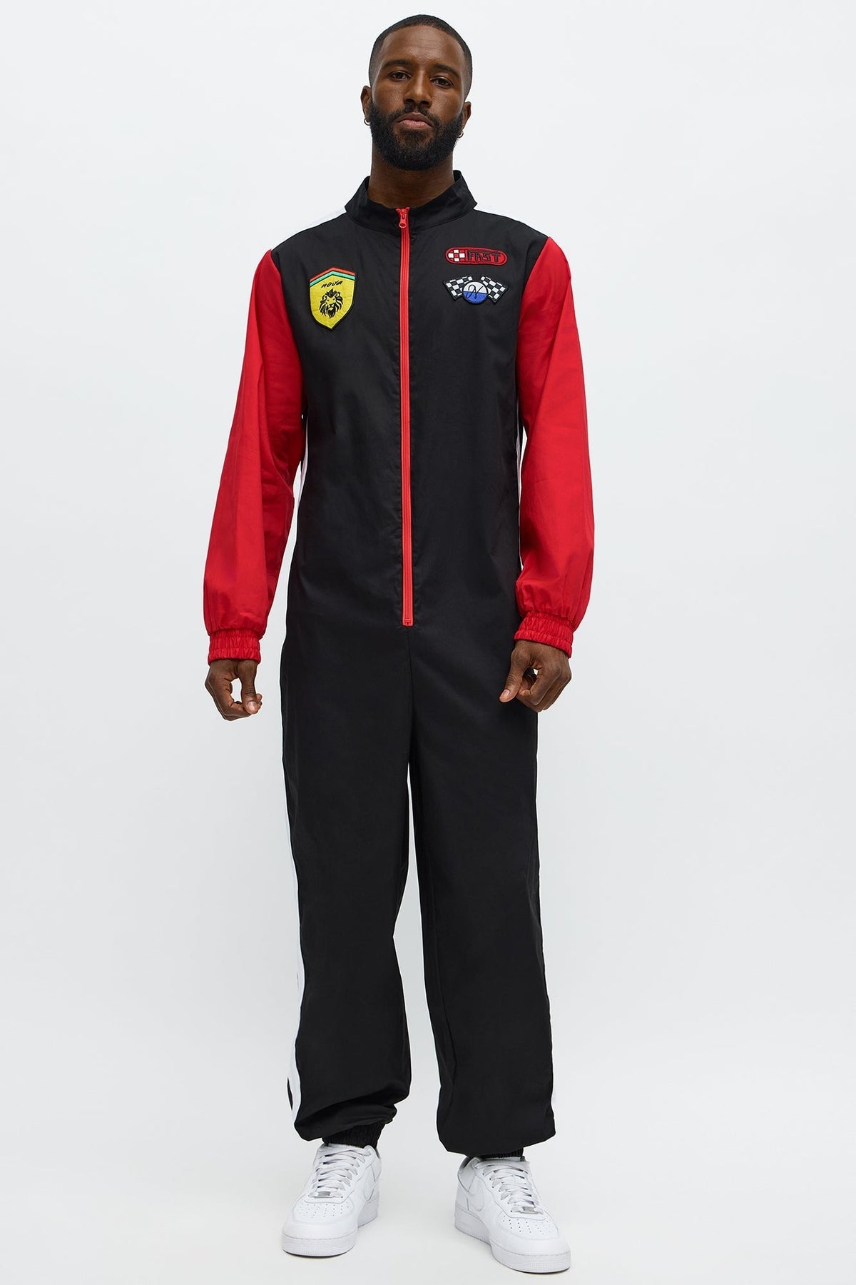 Genevieve-Beatrix | Women's Checkered Zip-Front Racing Jumpsuit