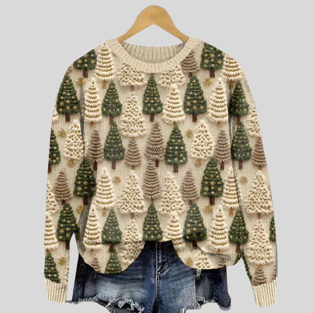 Edith-Joyce | Women's Christmas Tree Crew Neck Sweater
