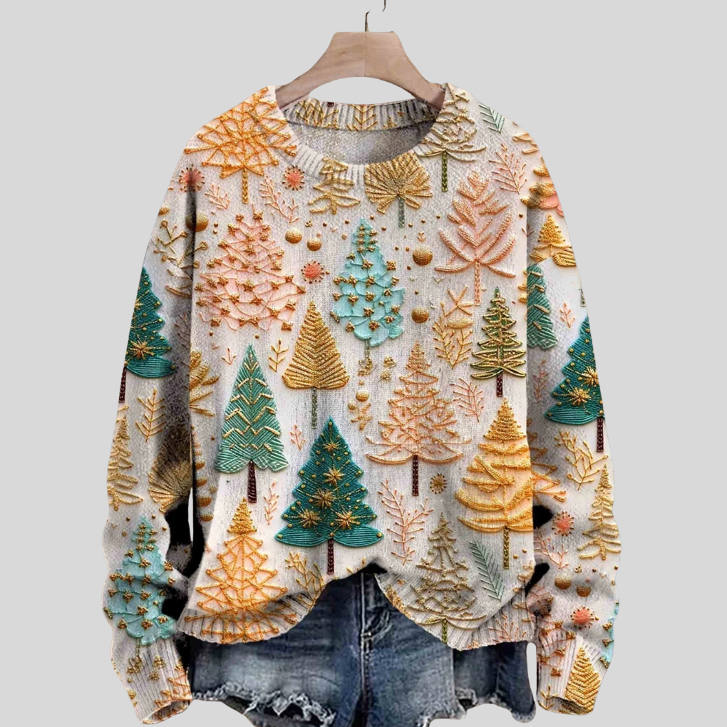 Edith-Joyce | Women's Christmas Tree Crew Neck Sweater