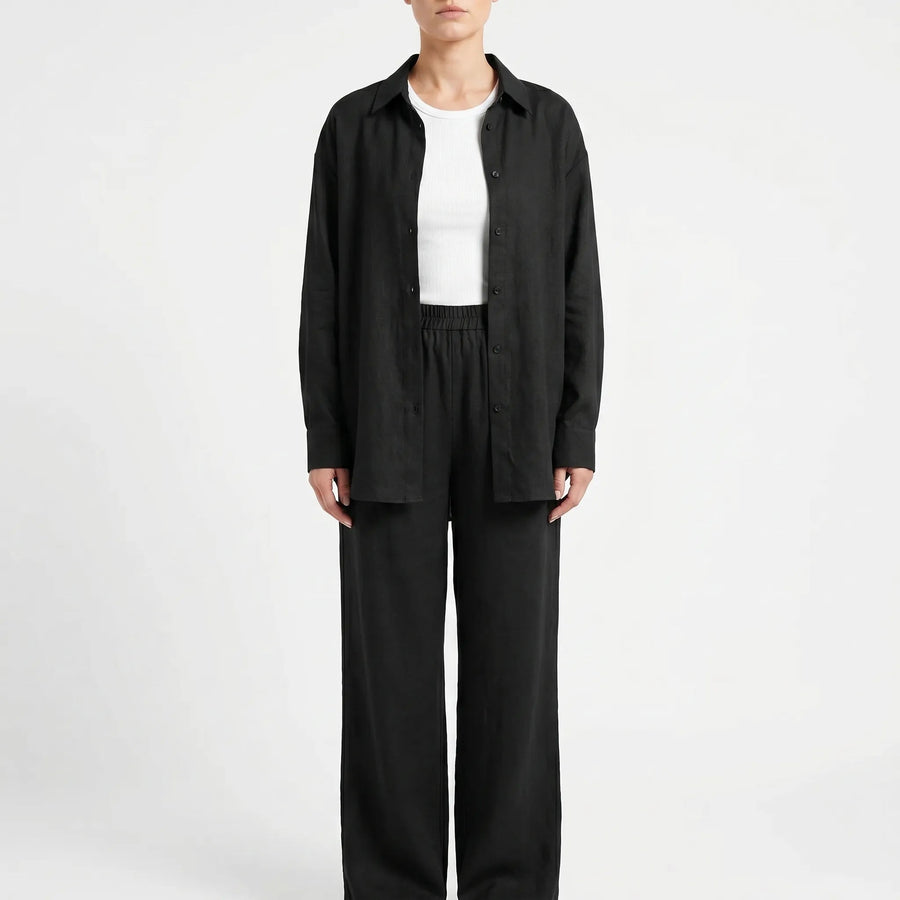Georgia-Carmen | Women's Collared Shirt & Wide-Leg Trouser Set