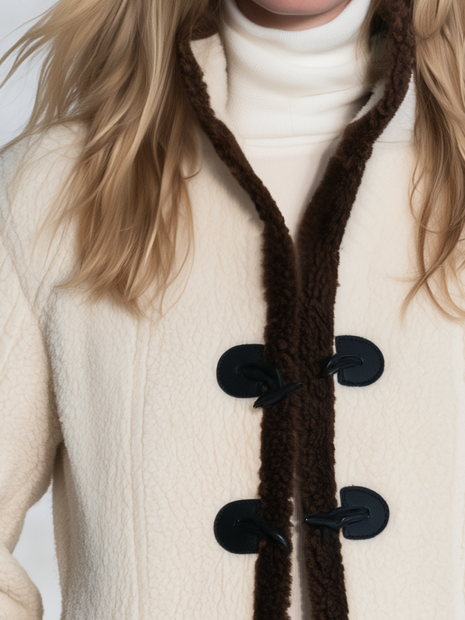 Viola-Mavis | Women's Color-Block Fleece Jacket with Stand Collar