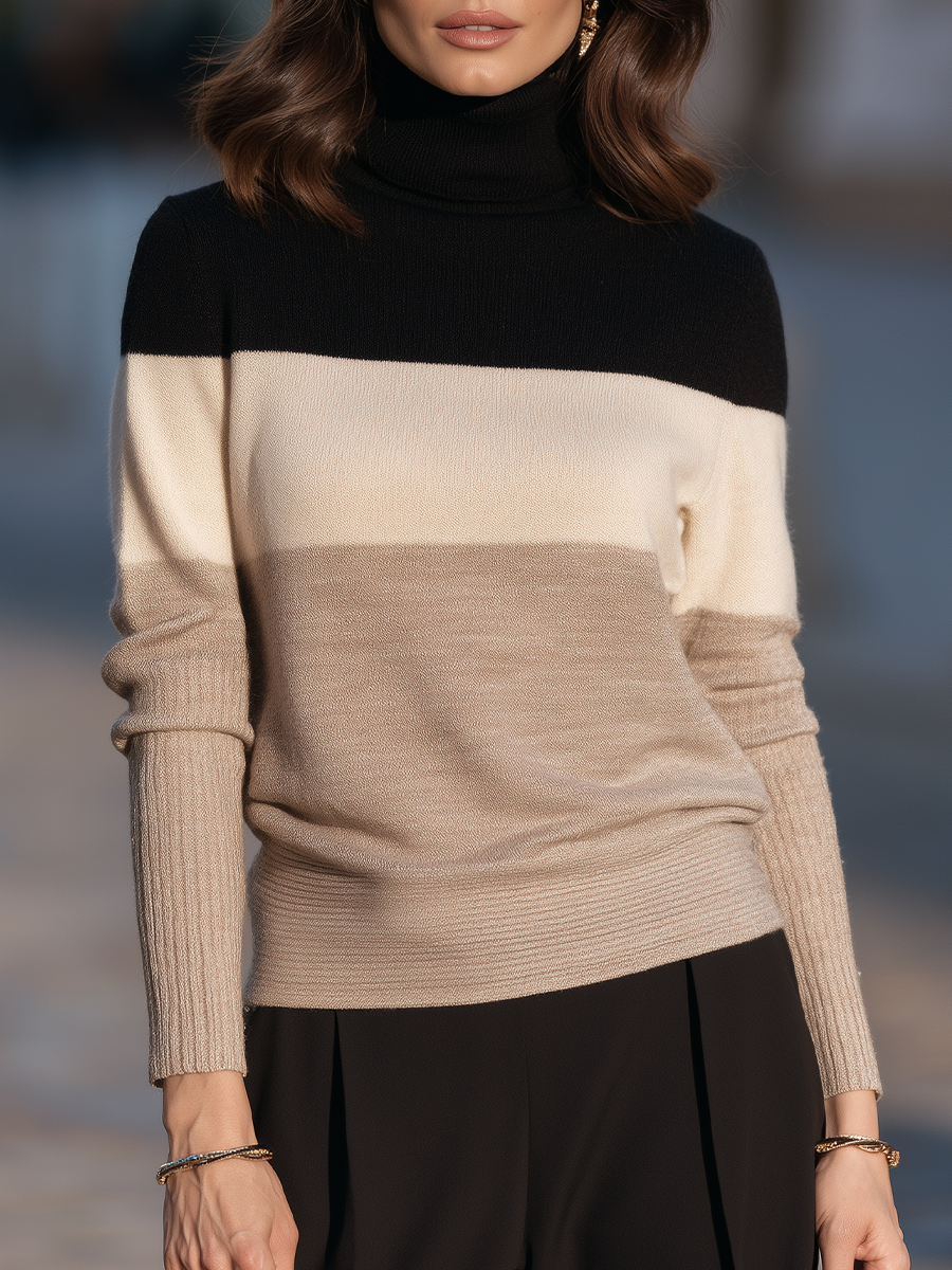 Ruth | Women's Colorblock Turtleneck Sweater Dress