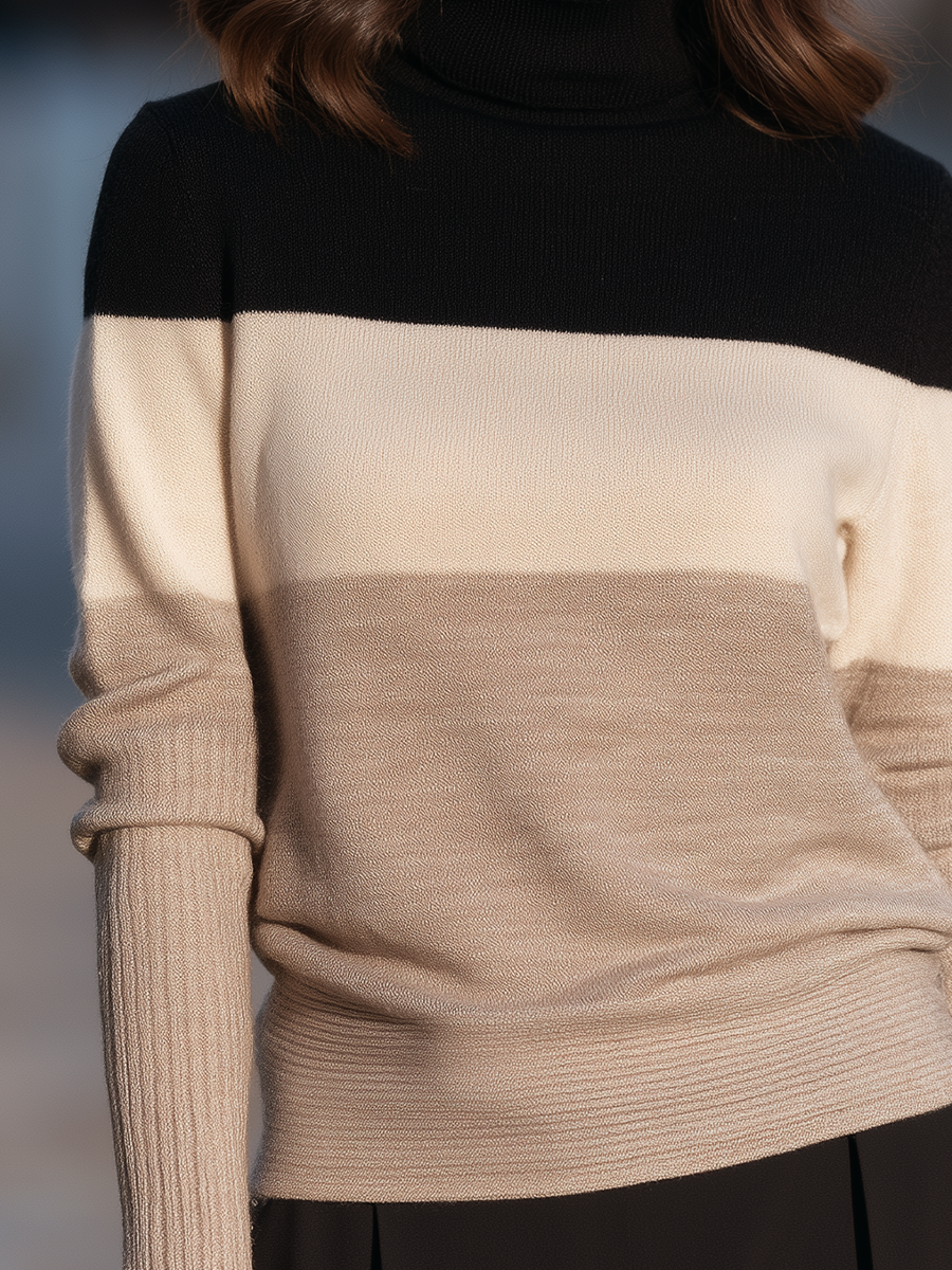 Ruth | Women's Colorblock Turtleneck Sweater Dress