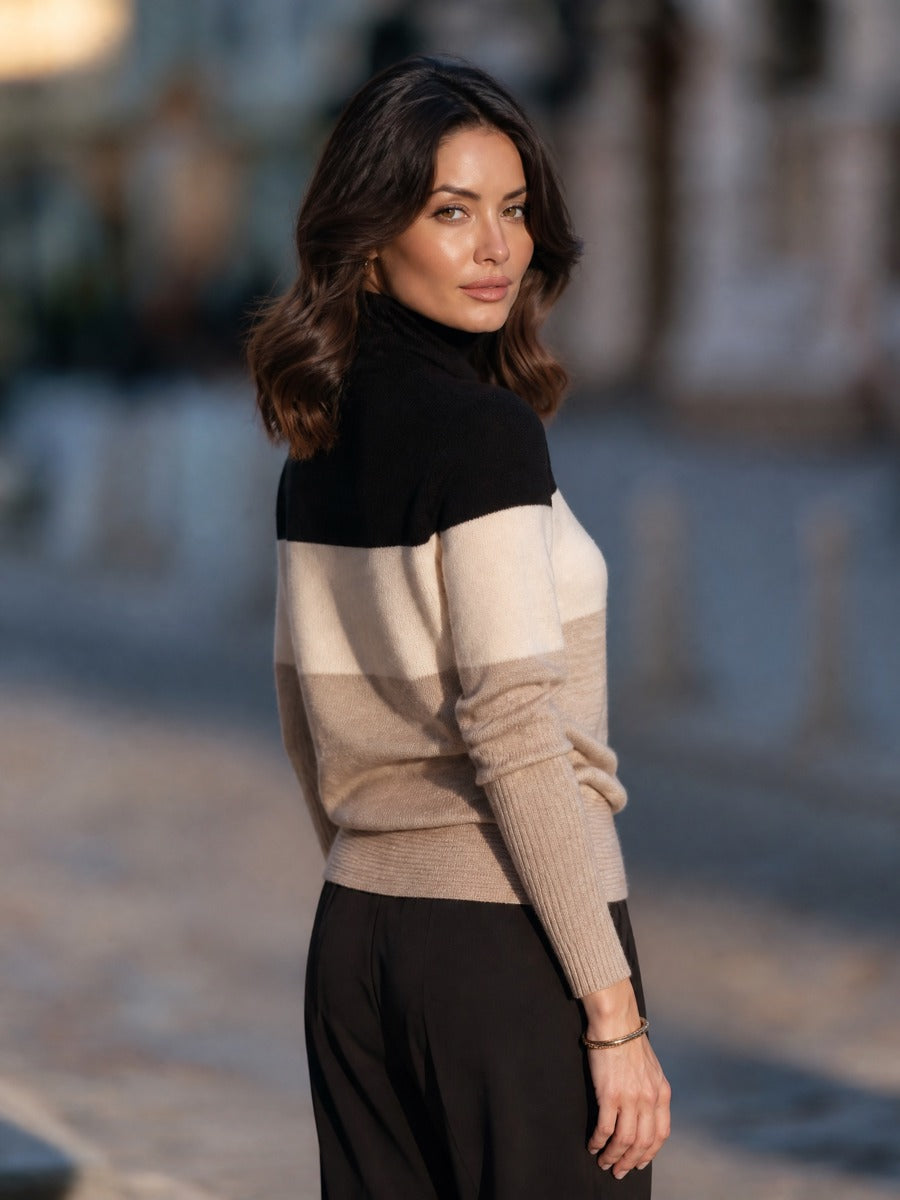 Ruth | Women's Colorblock Turtleneck Sweater Dress