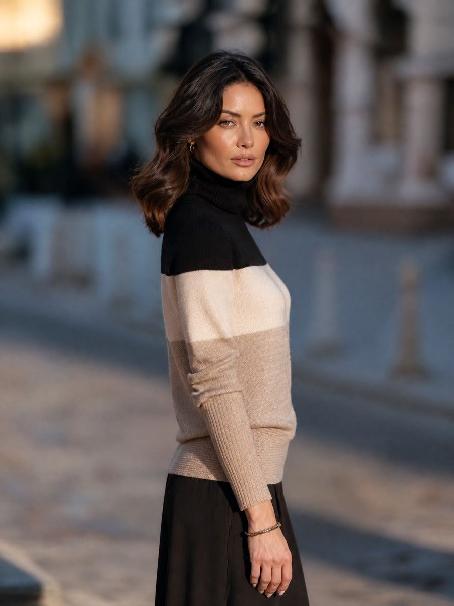 Ruth | Women's Colorblock Turtleneck Sweater Dress