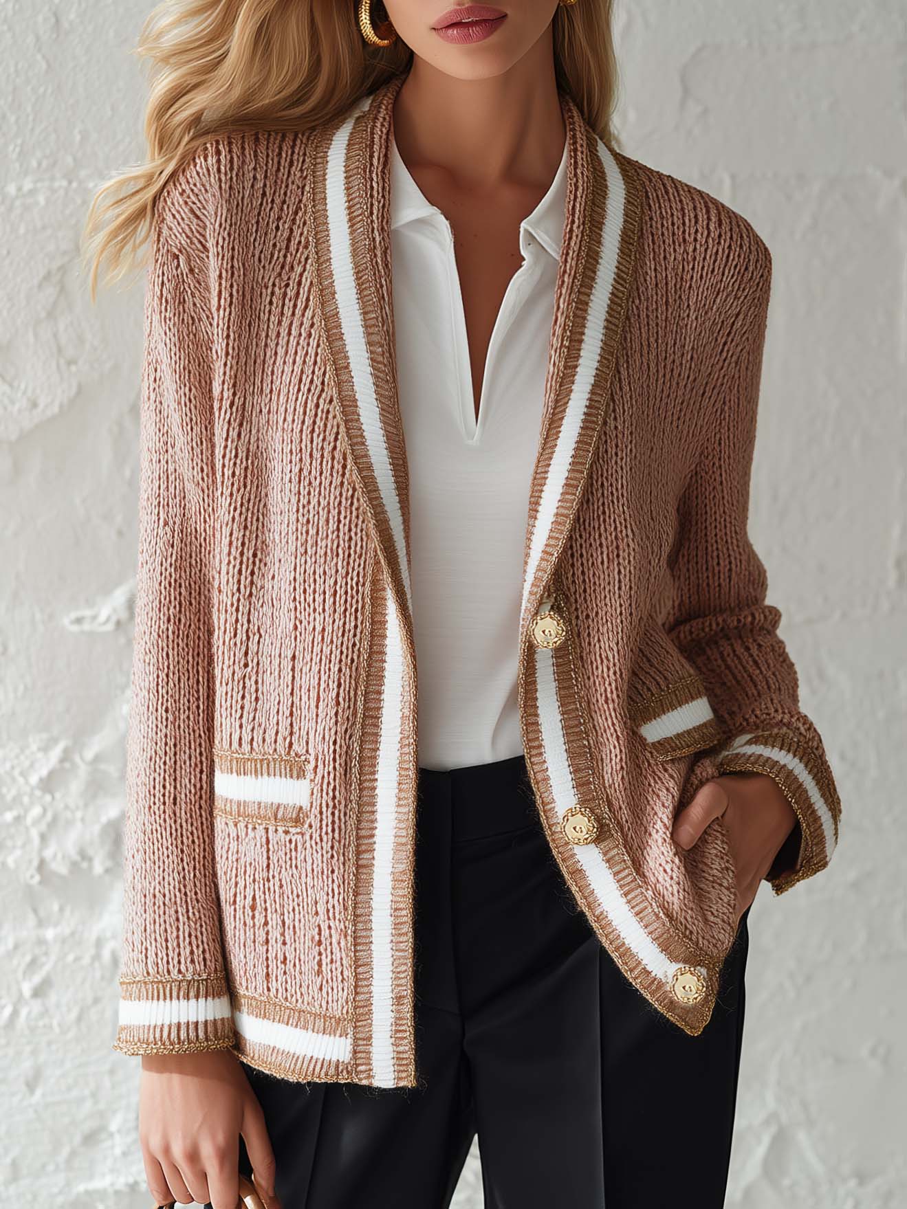 Priscilla | Women's Contrast Trim Knit Cardigan