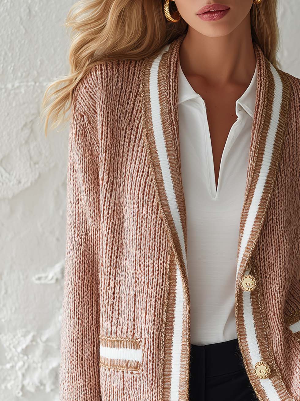 Priscilla | Women's Contrast Trim Knit Cardigan