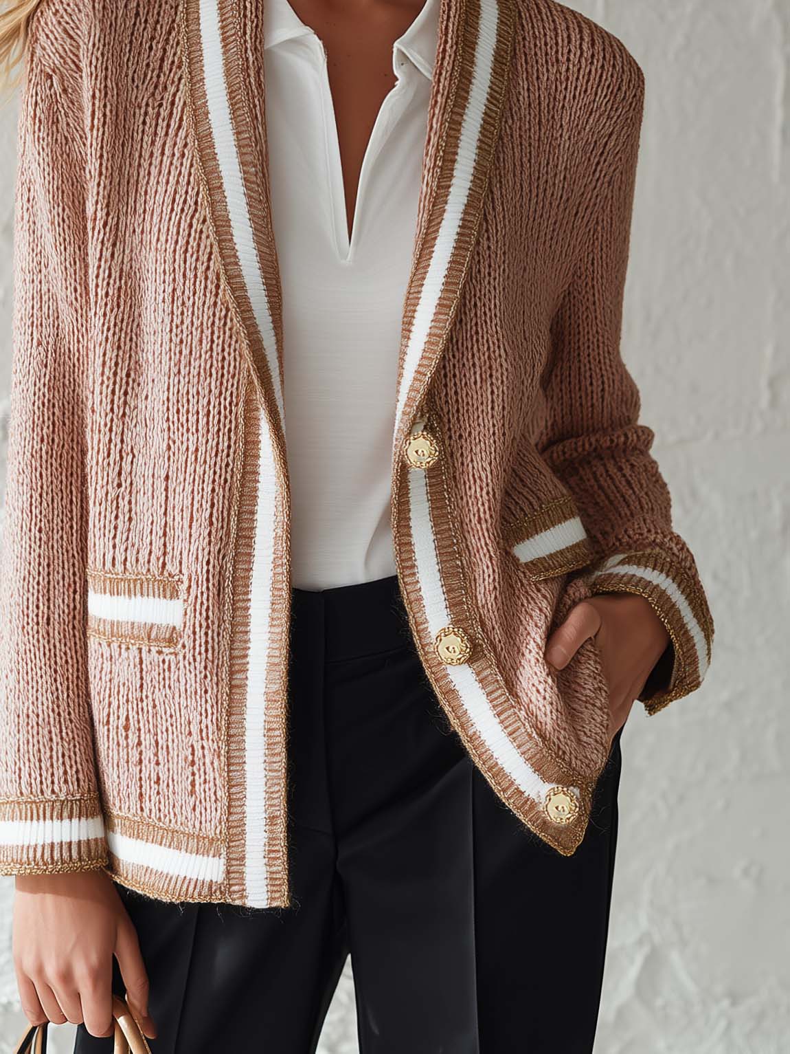 Priscilla | Women's Contrast Trim Knit Cardigan