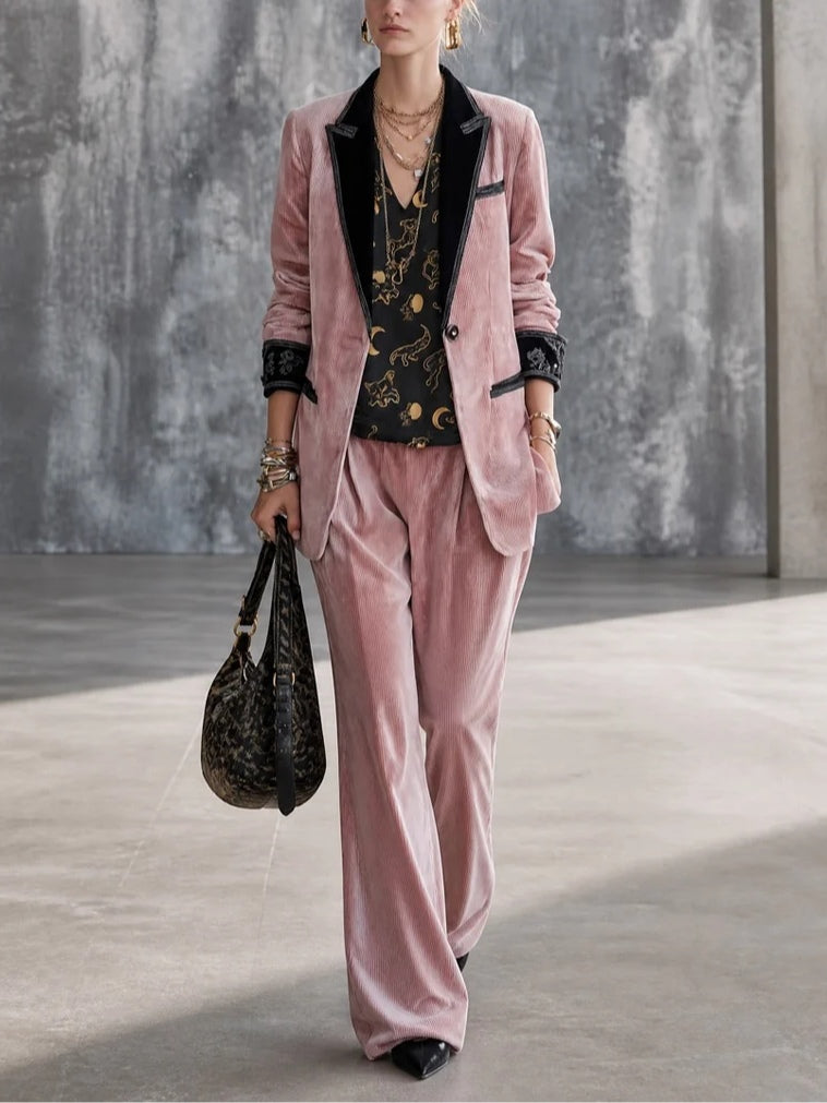 Dorothea | Women's Corduroy Blazer, Cami & Wide-Leg Trouser Set