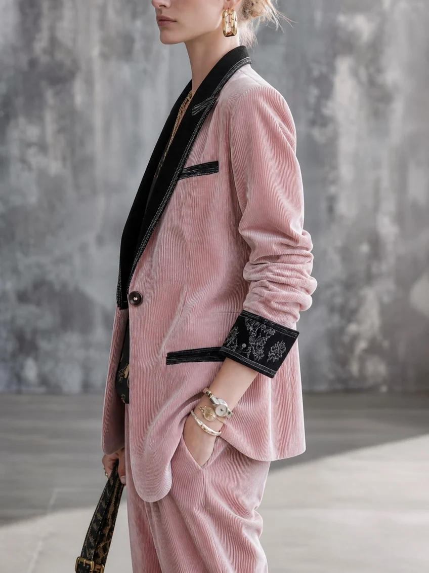 Dorothea | Women's Corduroy Blazer, Cami & Wide-Leg Trouser Set