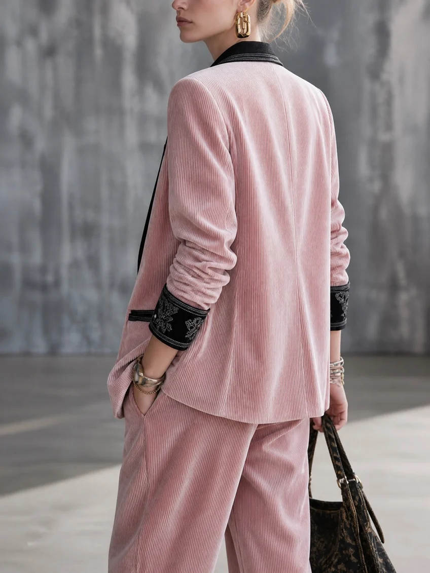 Dorothea | Women's Corduroy Blazer, Cami & Wide-Leg Trouser Set