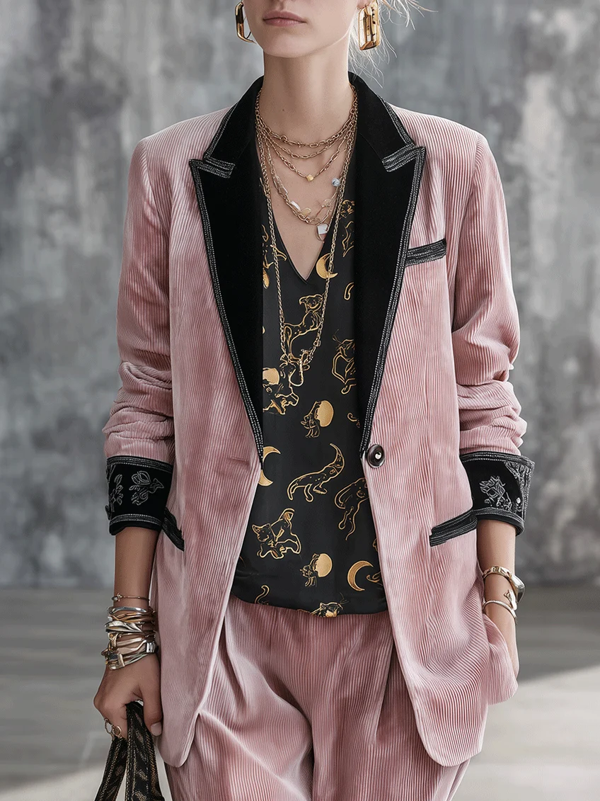 Dorothea | Women's Corduroy Blazer, Cami & Wide-Leg Trouser Set