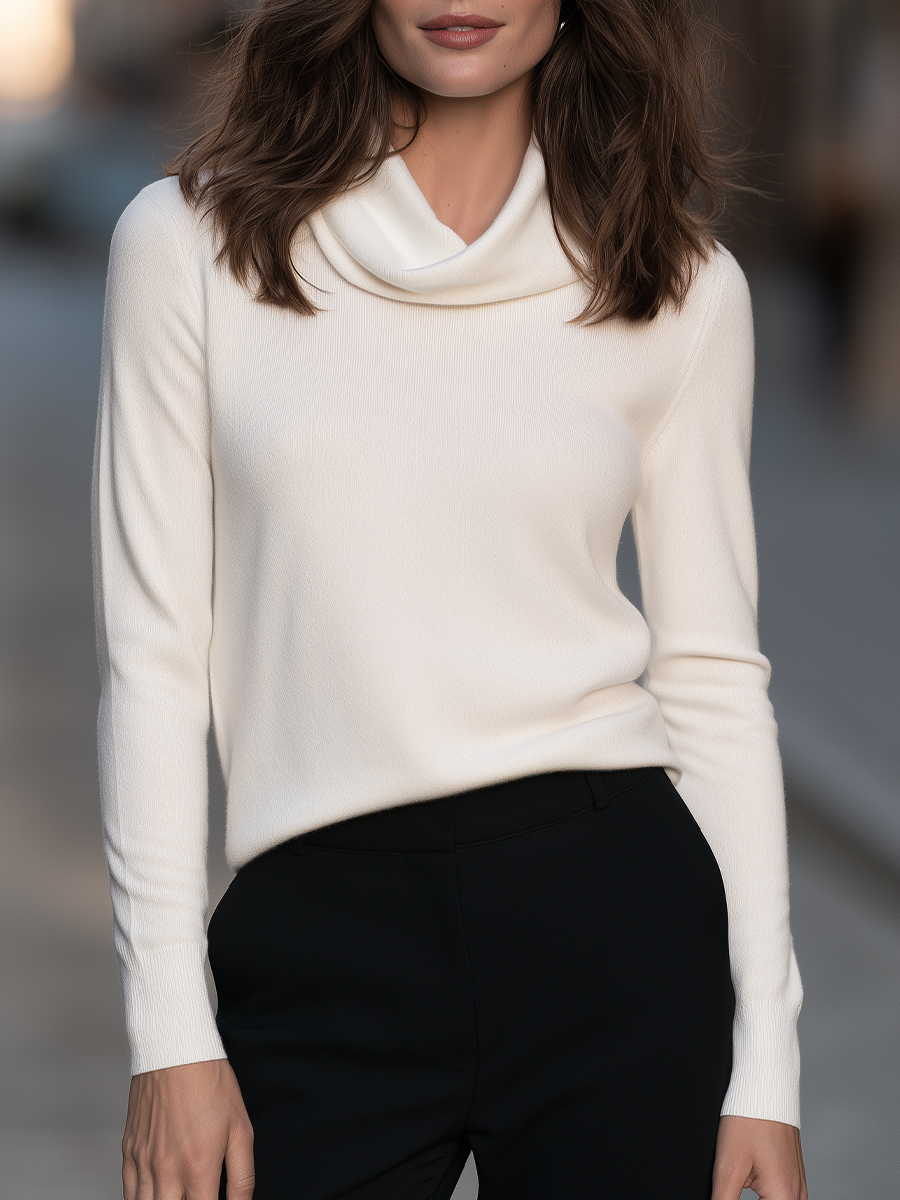 Phyllis | Women's Cowl-Neck Fine Knit Sweater
