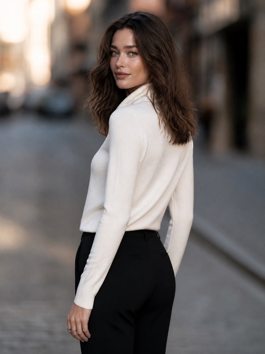 Phyllis | Women's Cowl-Neck Fine Knit Sweater
