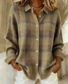 Verna-Leonora | Women's Cozy Knit Button-Front Cardigan