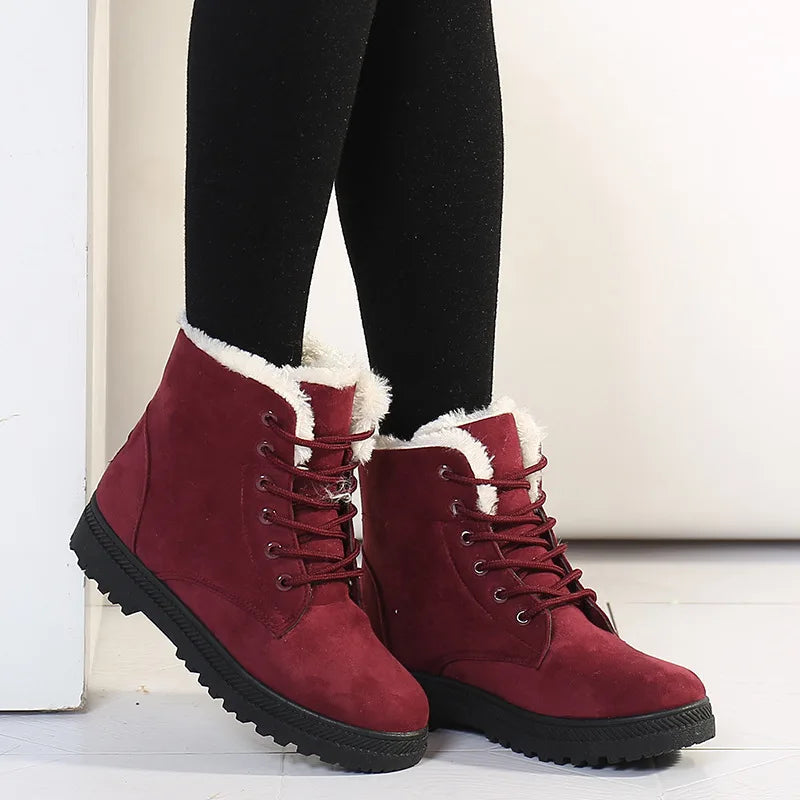 Iris-Rosemary | Women's Cozy Suede Lace-Up Ankle Boots