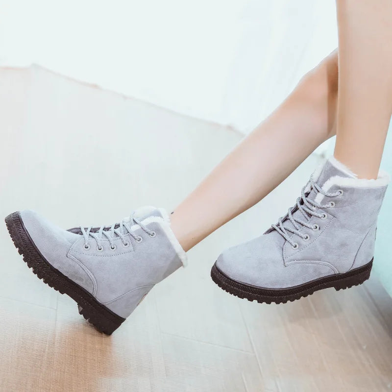 Iris-Rosemary | Women's Cozy Suede Lace-Up Ankle Boots