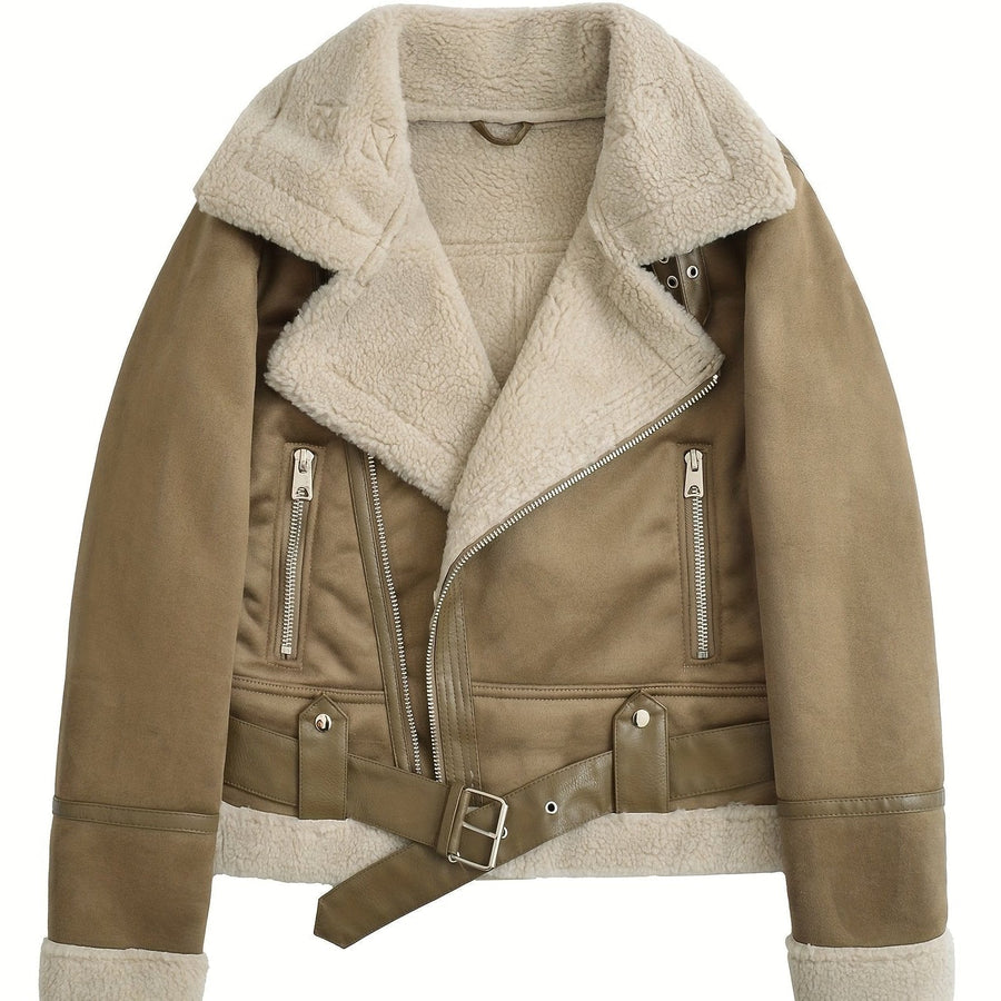 Astrid-Georgia | Women's Cropped Aviator Biker Jacket