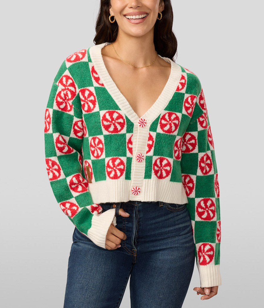 Matilda-Camilla | Women's Cropped Checkered Cardigan