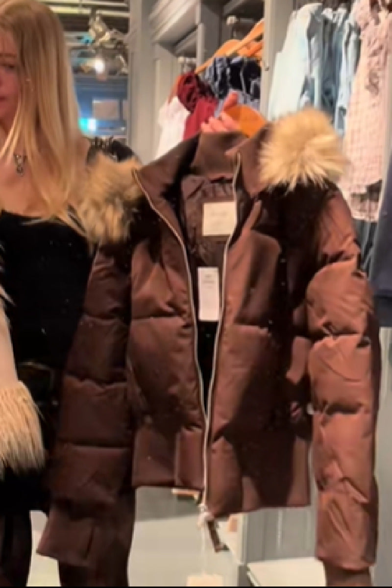 Vera | Women's Cropped Quilted Hooded Jacket with Faux Fur Trim