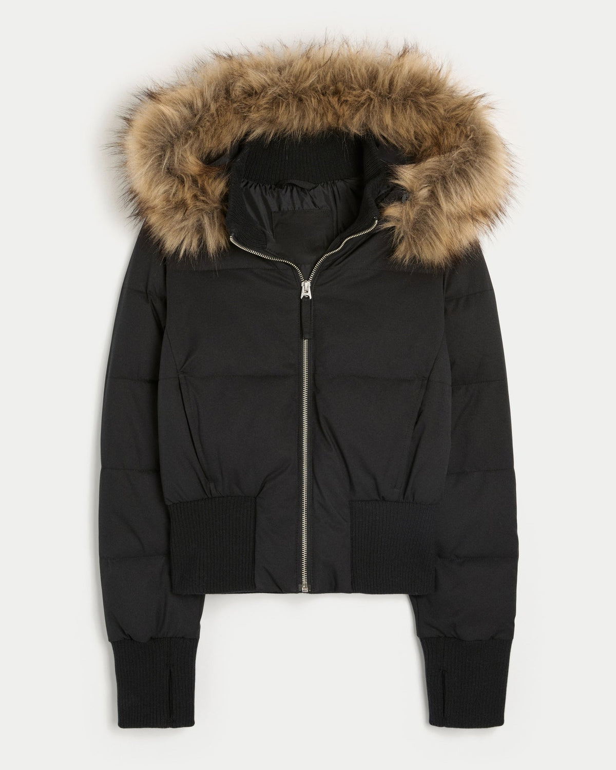 Vera | Women's Cropped Quilted Hooded Jacket with Faux Fur Trim