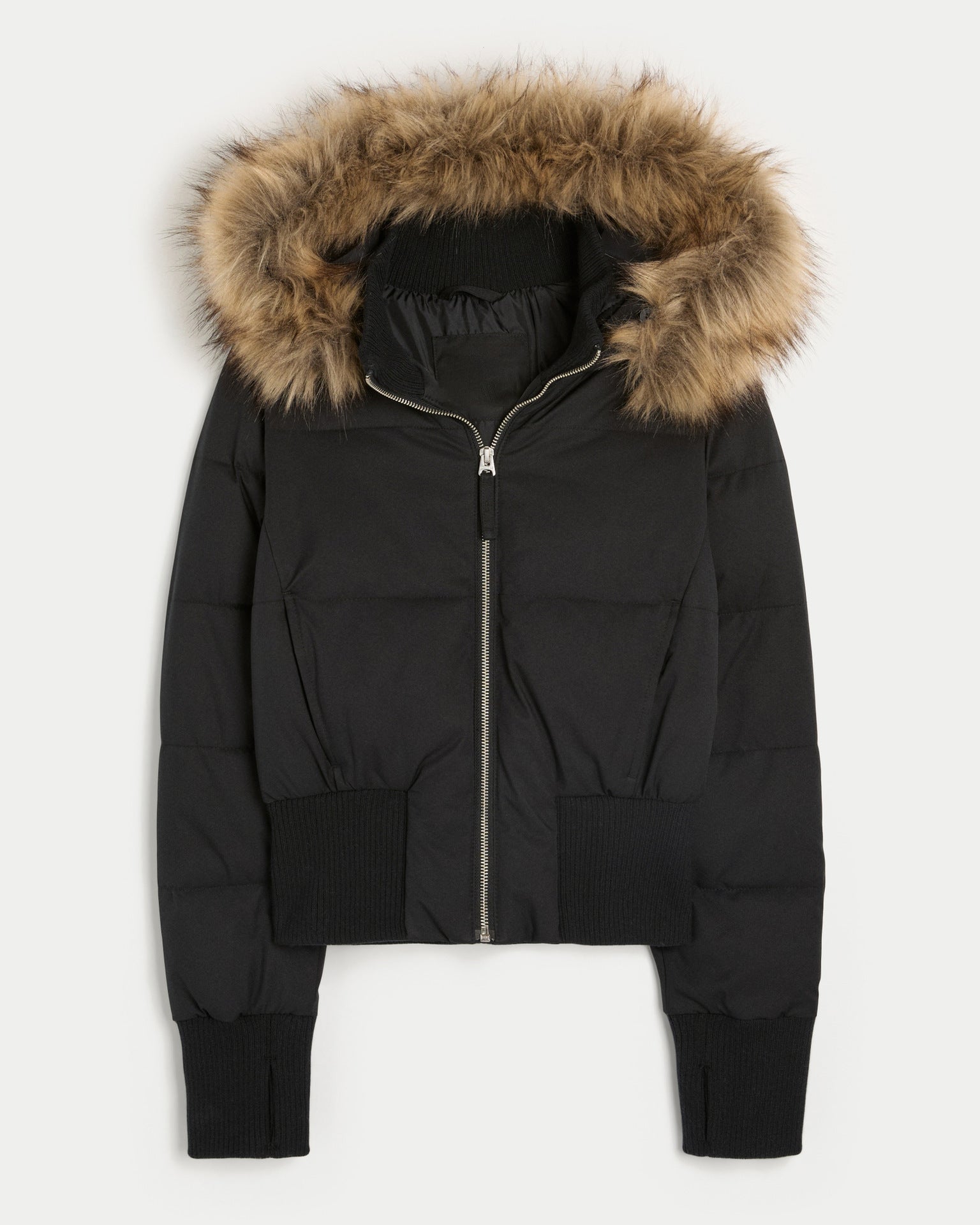 Vera | Women's Cropped Quilted Hooded Jacket with Faux Fur Trim