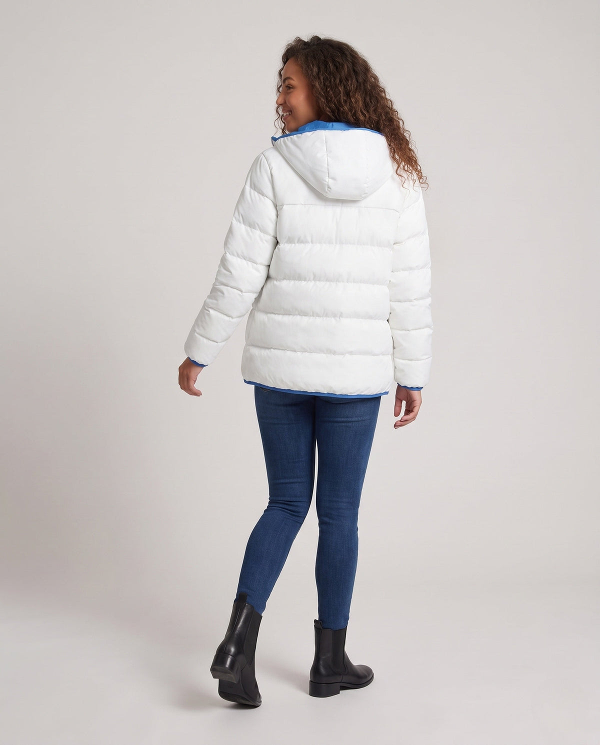 Verna-Lillian | Women's Cropped Quilted Jacket with Contrast Hood