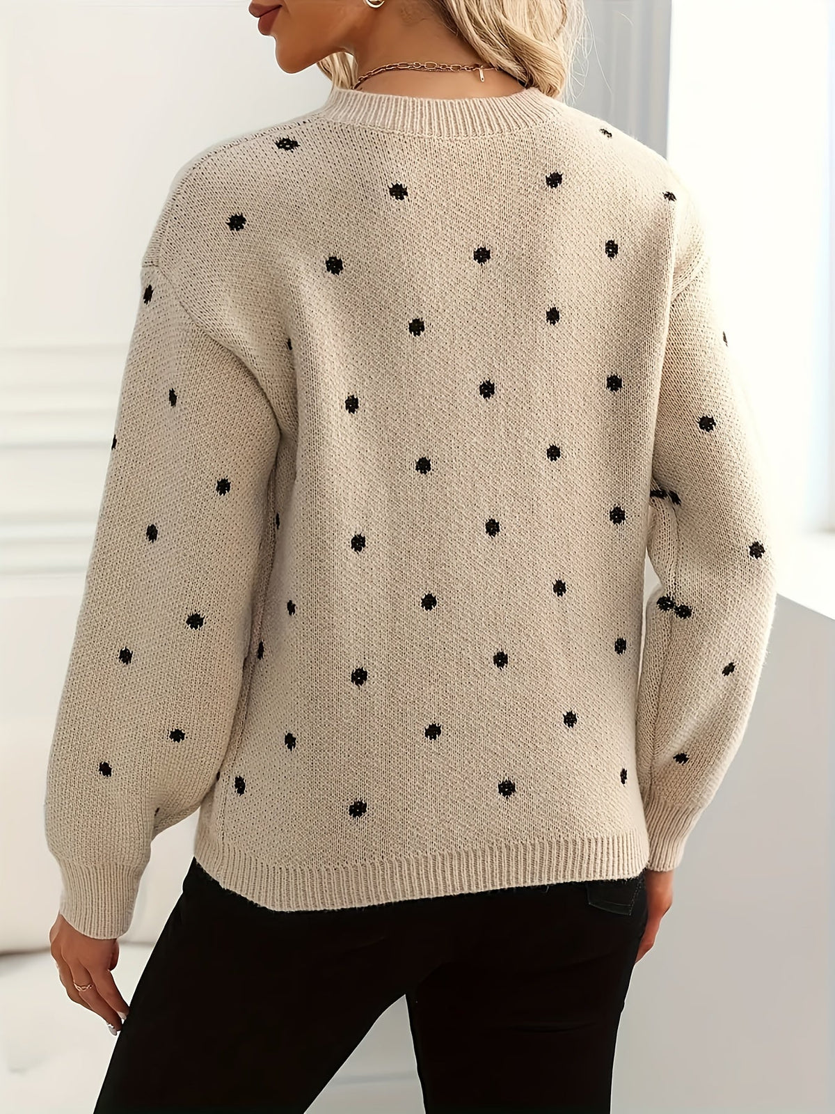 Violet-Nora | Women's Dotted Crew-Neck Jumper