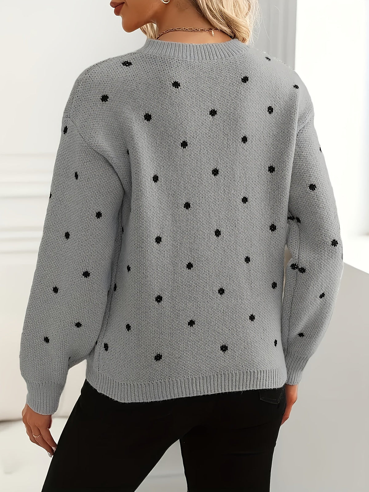 Violet-Nora | Women's Dotted Crew-Neck Jumper