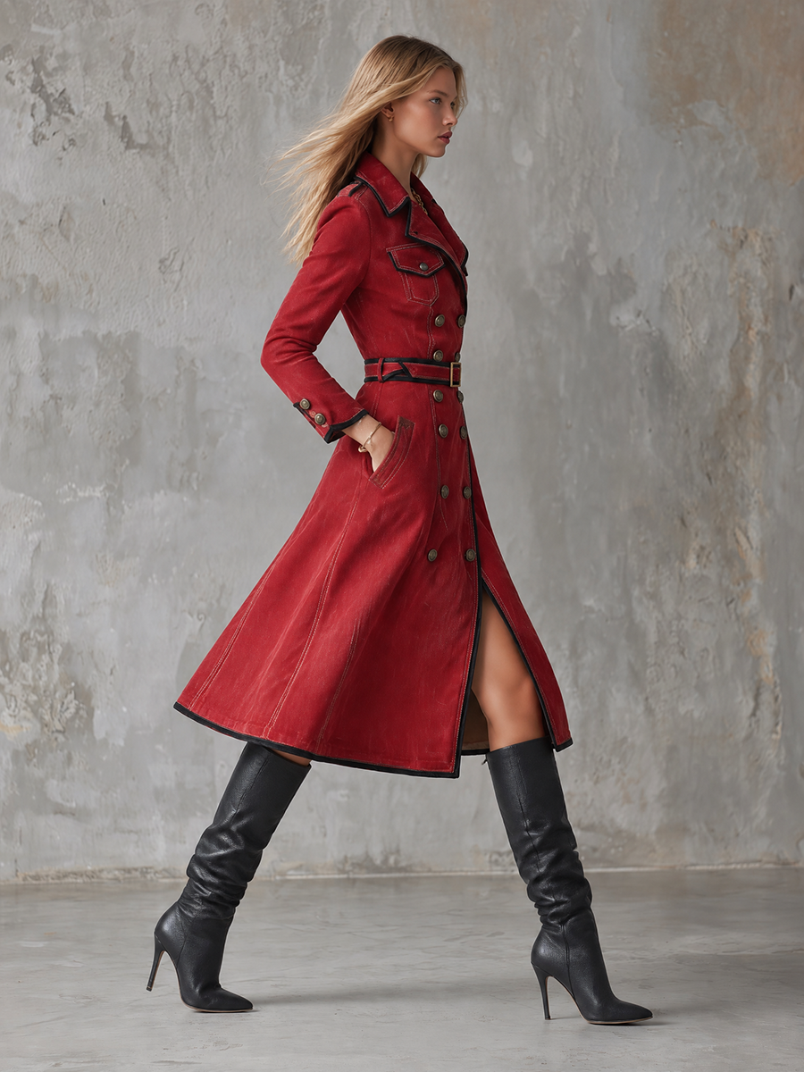 Cordelia | Women's Double-Breasted Belted Trench Dress