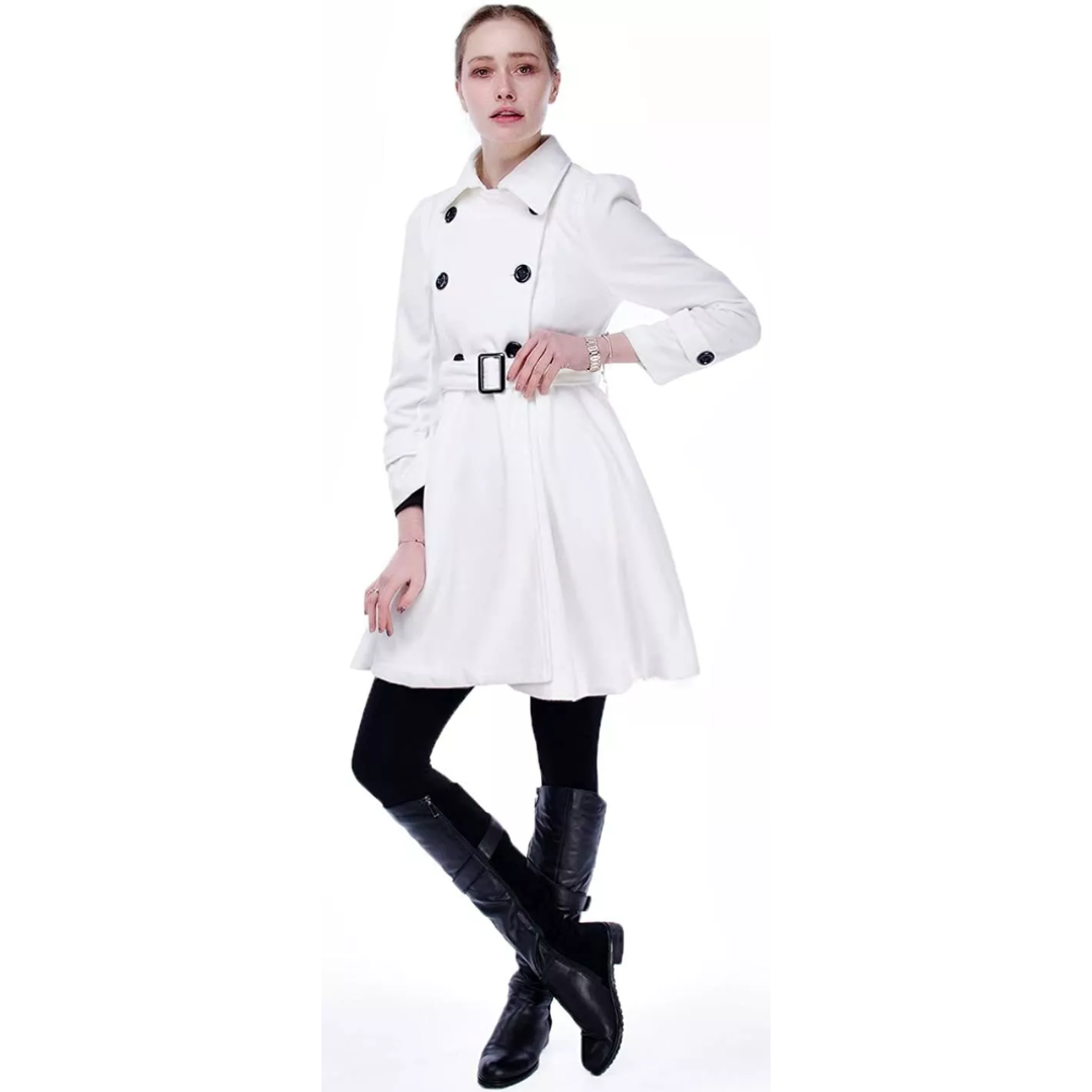 Mercedes | Women's Double-Breasted Flared-Skirt Coat