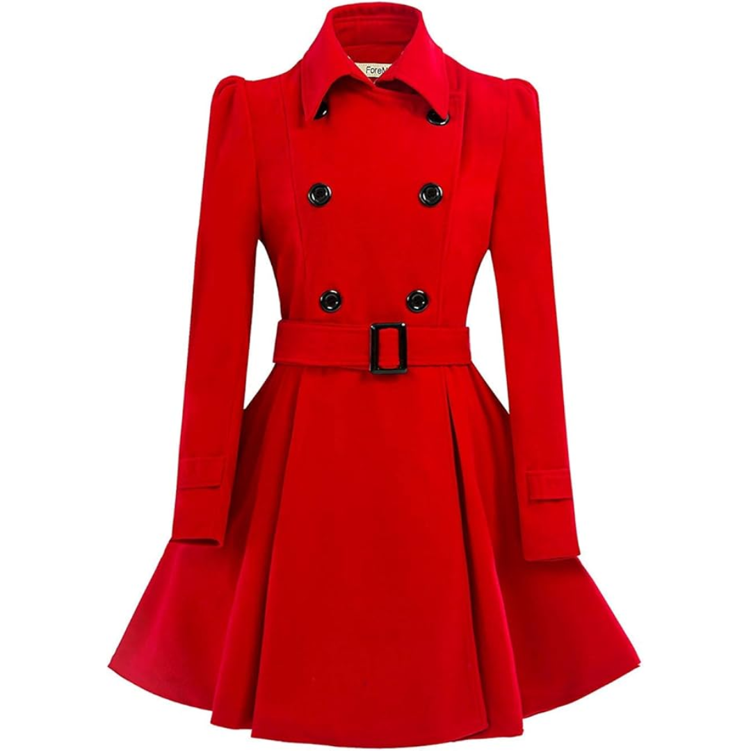 Mercedes | Women's Double-Breasted Flared-Skirt Coat