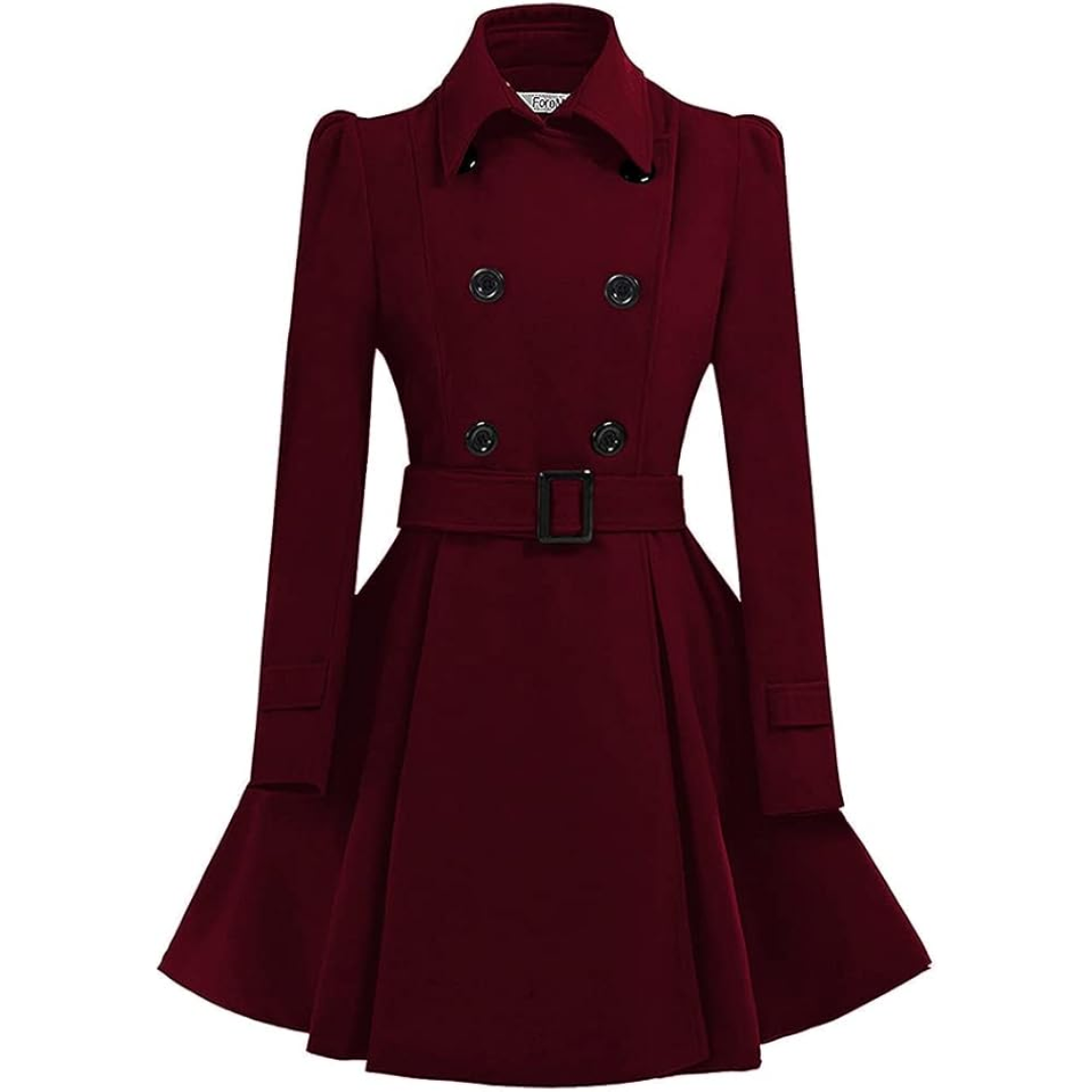 Mercedes | Women's Double-Breasted Flared-Skirt Coat