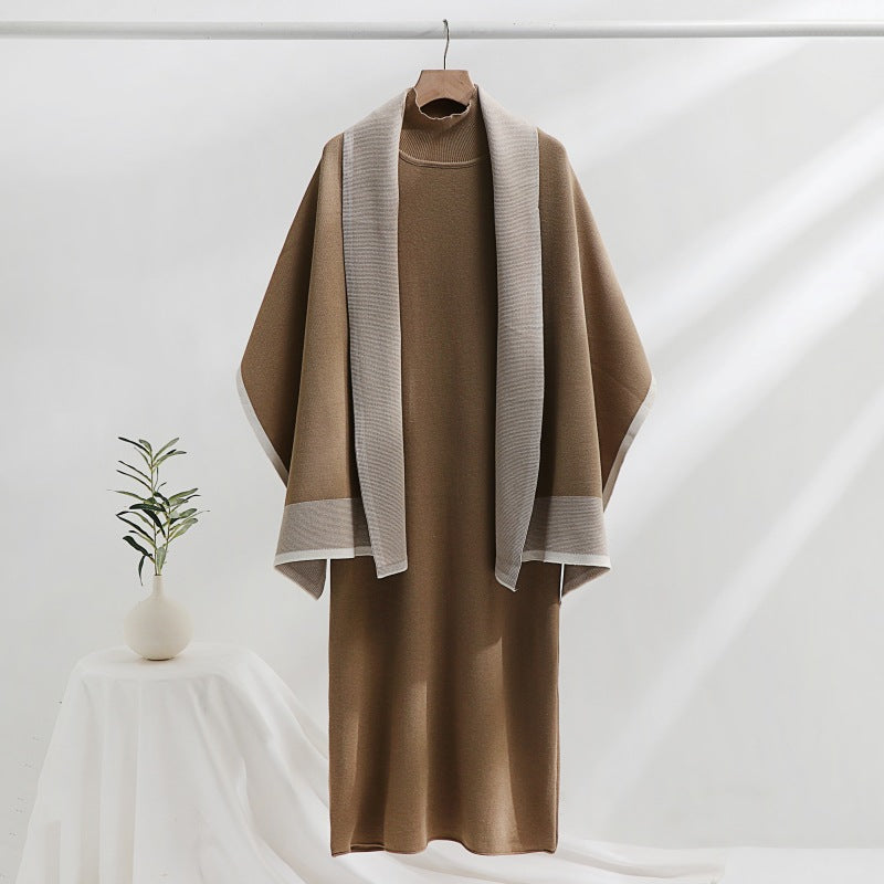 Selma-Ruth | Women's Draped Cardigan Midi Dress Set