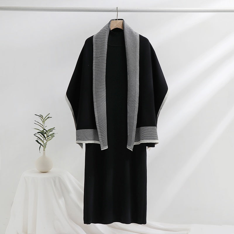 Selma-Ruth | Women's Draped Cardigan Midi Dress Set