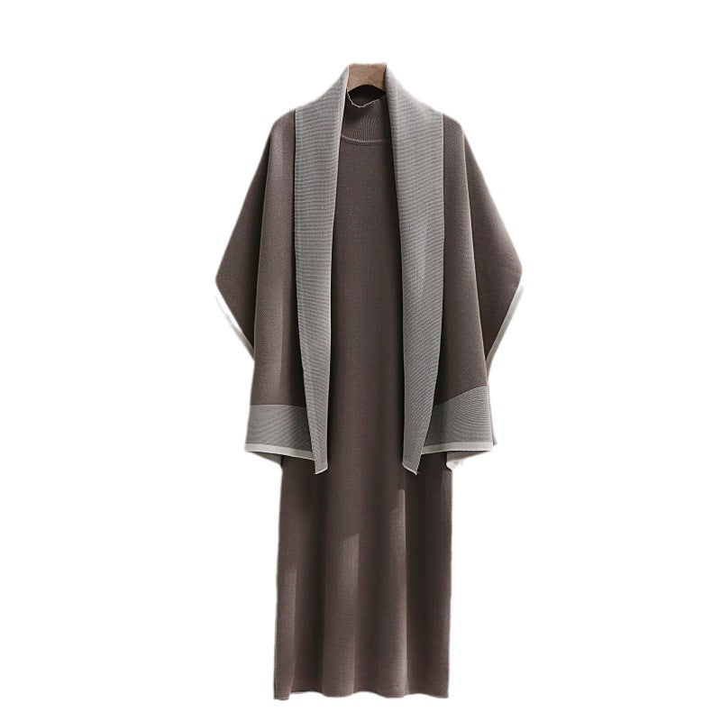 Selma-Ruth | Women's Draped Cardigan Midi Dress Set