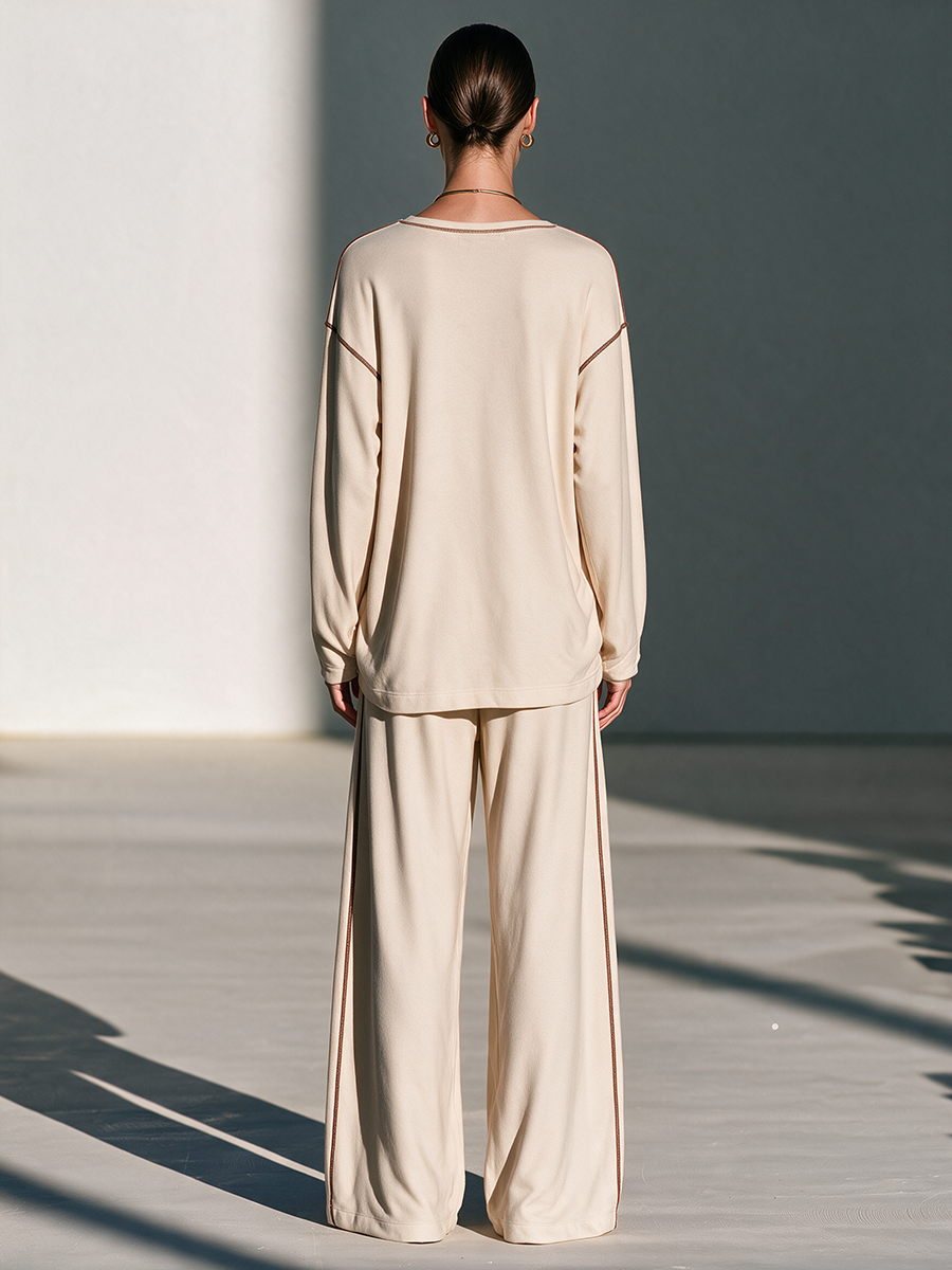 Daphne-Eugenia | Women's Drawstring Wide-Leg Pants Set