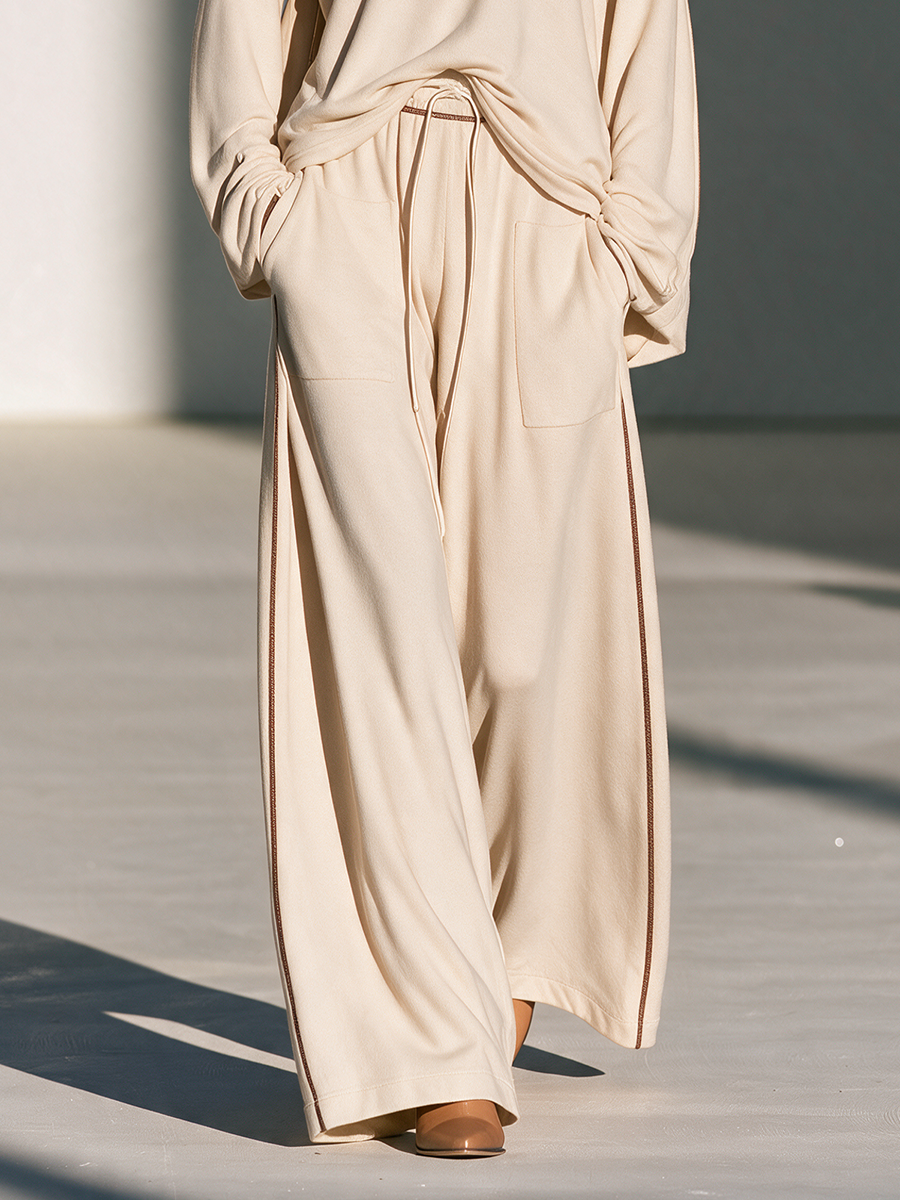 Daphne-Eugenia | Women's Drawstring Wide-Leg Pants Set