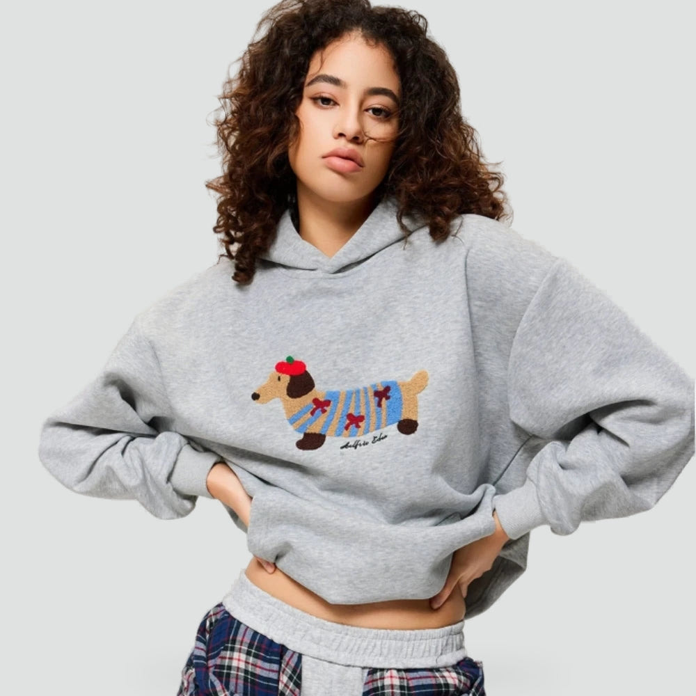 Hazel-Judith | Women's Embroidered Dachshund Hoodie