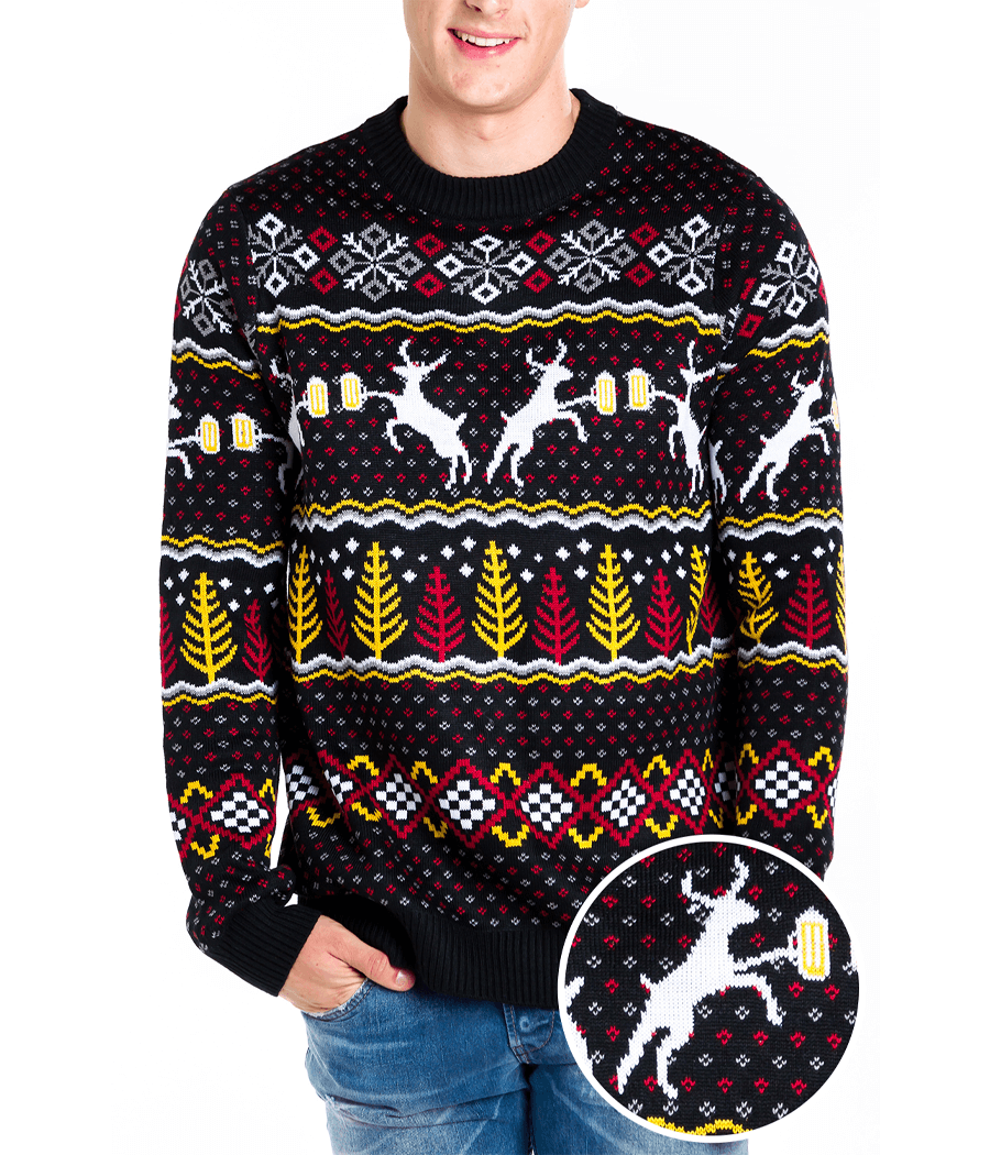Irene-Penelope | Women's Fair Isle Deer Print Crew Neck Sweater