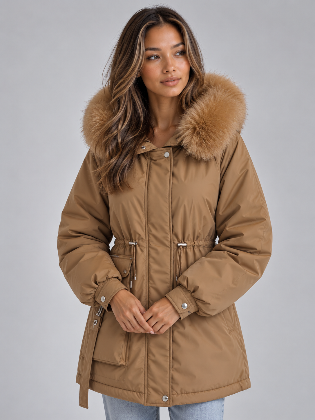 Lavinia | Women's Faux Fur Hood Drawstring Parka