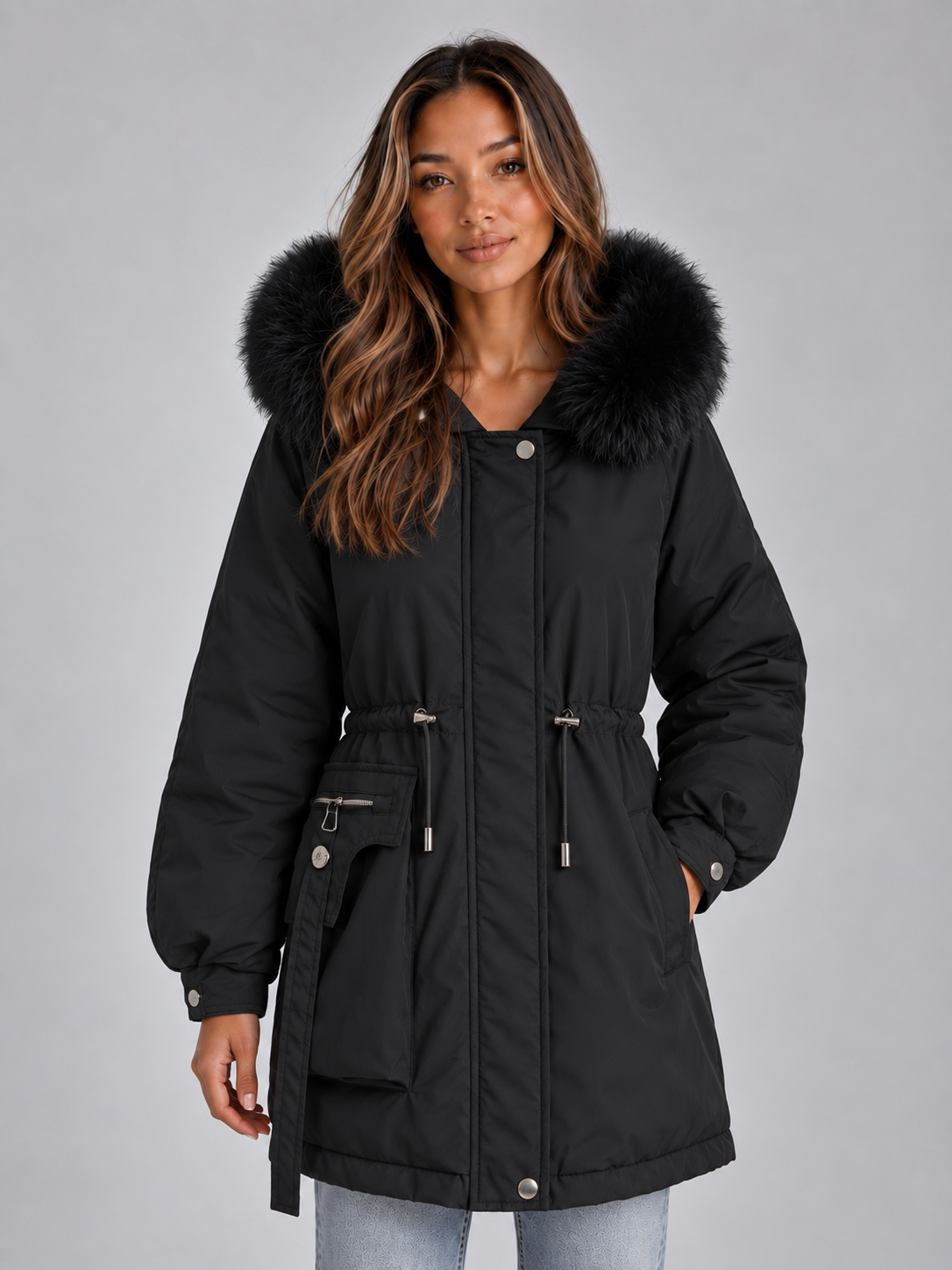 Lavinia | Women's Faux Fur Hood Drawstring Parka