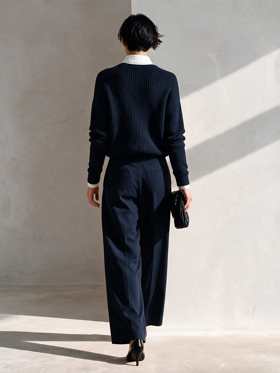 Mercedes | Women's Faux-Layered Knit Top & Trouser Set