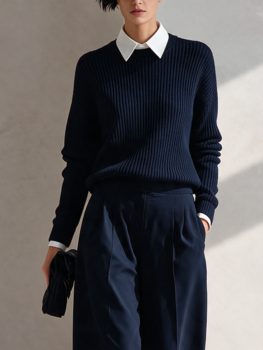 Mercedes | Women's Faux-Layered Knit Top & Trouser Set