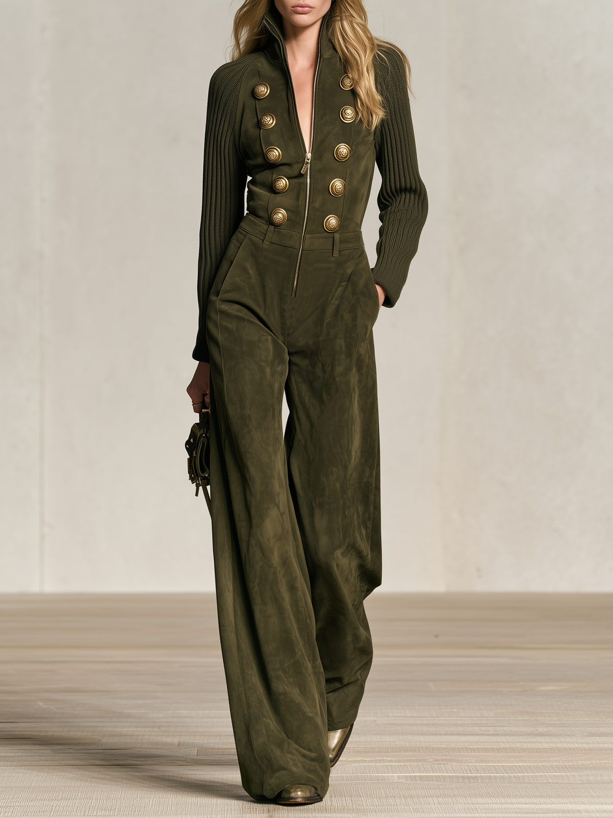 Ingrid | Women's Faux-Suede Raglan-Sleeve Jumpsuit