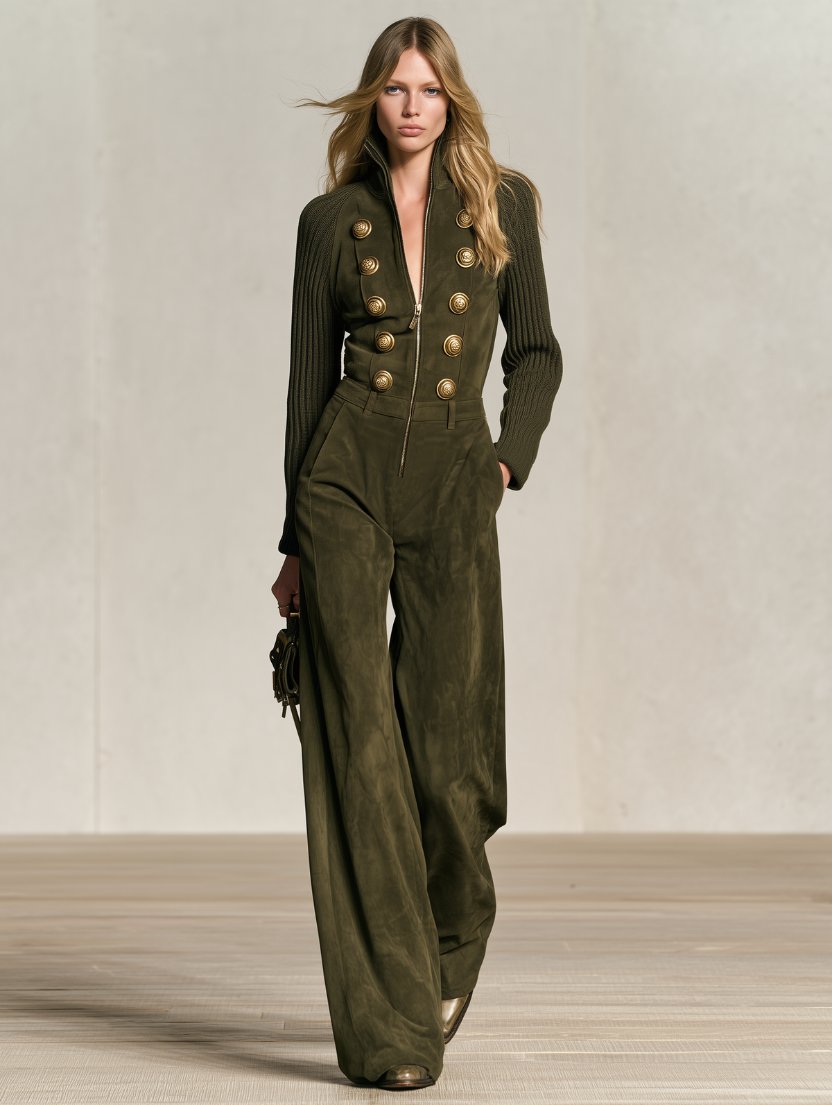 Ingrid | Women's Faux-Suede Raglan-Sleeve Jumpsuit