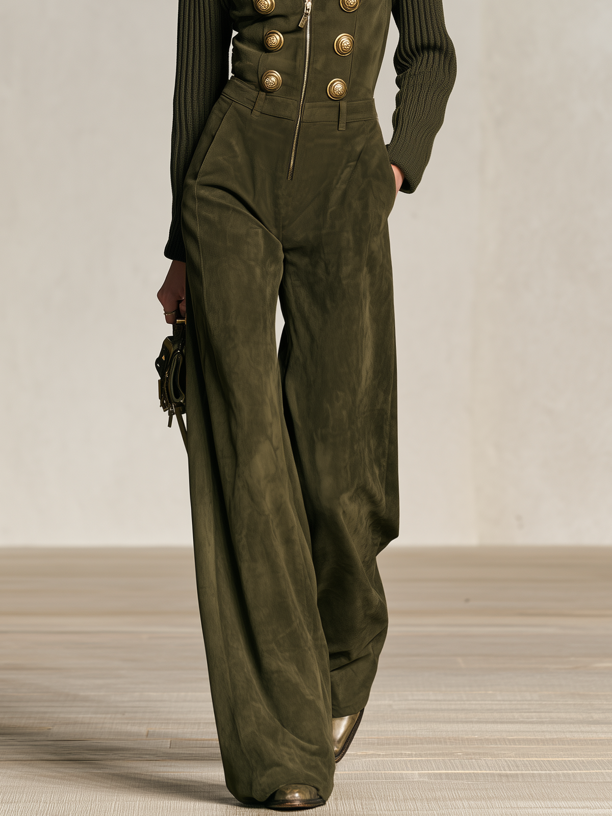 Ingrid | Women's Faux-Suede Raglan-Sleeve Jumpsuit